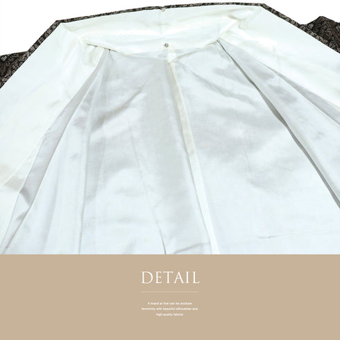 紬 リサイクル 身丈156.5cm 裄64.8cm 袷 デザイン七宝柄 ブラウン Mサイズ カジュアル お洒落 しつけ糸 正絹 広衿 Bランク