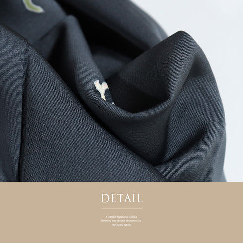 訪問着 リサイクル 身丈164.5cm 裄66.4cm 袷 金駒刺繍 花柄 グレー Lサイズ お洒落 しつけ糸 正絹 広衿 Sランク