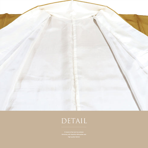 小紋 リサイクル 身丈159cm 裄63.2cm 袷 小花柄 イエロー Mサイズ お洒落 カジュアル 正絹 広衿 Sランク