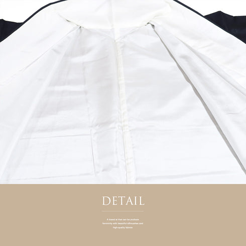 結城紬 リサイクル 身丈163.5cm 裄65.6cm 袷 絣丸輪柄 ネイビー Lサイズ お洒落 カジュアル 証紙 しつけ糸 正絹 広衿 Sランク