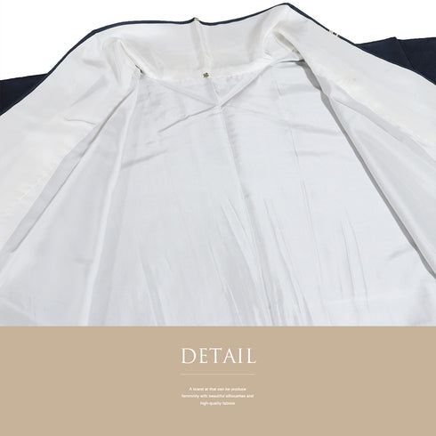 訪問着 リサイクル 身丈168cm 裄62.4cm 袷 デザイン線に熨斗柄 箔 ネイビー LLサイズ セミフォーマル お洒落 一つ紋 正絹 広衿 Sランク