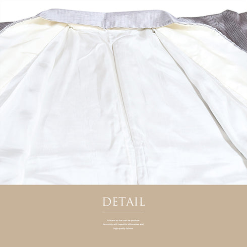 小紋 リサイクル 身丈158cm 裄63.8cm 袷 幾何学柄 縦枠柄 絞り パープル Mサイズ お洒落 しつけ糸 正絹 広衿 Aランク