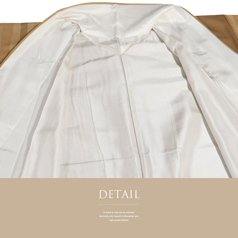 小紋 リサイクル 身丈158.8cm 裄64.4cm 袷 デザイン縞模様 瓢箪柄 ブラウン Mサイズ お洒落 カジュアル 正絹 広衿 Sランク