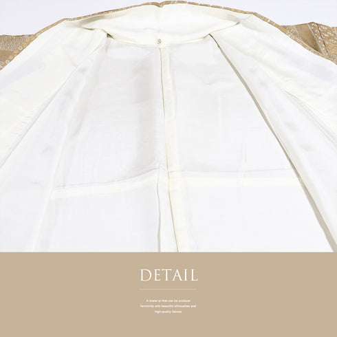 小紋 リサイクル 身丈159.8cm 裄64cm 袷 幾何学柄 ブラウン Mサイズ お洒落 カジュアル 正絹 広衿 Sランク