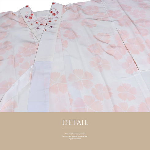 長襦袢 リサイクル 洗える長襦袢 身丈134.5cm 裄65.2cm 袷 撫子柄 ピンク Mサイズ お洒落 ポリエステル 洗える着物 袖無双 Aランク