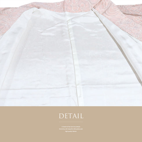 小紋 リサイクル 身丈162.7cm 裄64cm 袷 草花柄 ピンク Lサイズ お洒落 カジュアル 正絹 バチ衿 Sランク