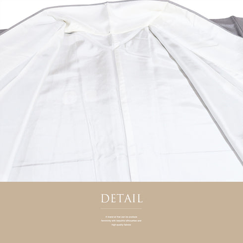 紬 リサイクル 身丈162cm 裄65.2cm 袷 デザイン模様 グレー Lサイズ お洒落 カジュアル 証紙 しつけ糸 正絹 広衿 Sランク