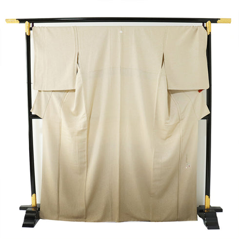 訪問着 リサイクル 身丈165cm 裄72cm 袷 地紋 ブラウン Lサイズ お洒落 セミフォーマル 落款 一つ紋 正絹 広衿 Sランク