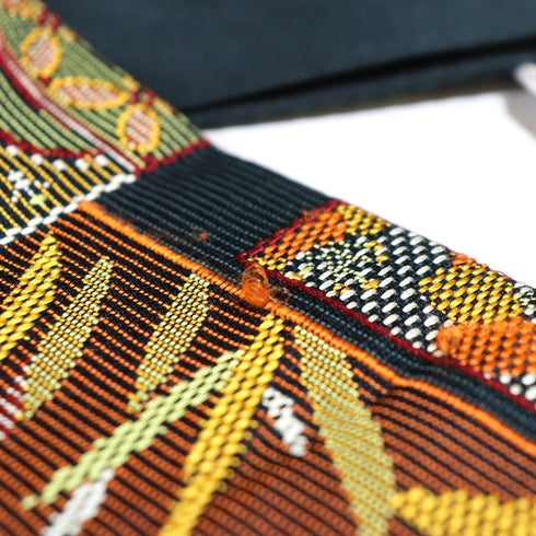 名古屋帯 リサイクル 帯丈354cm 六通 色紙柄 ブラック Sサイズ 正絹 Sランク お洒落 カジュアル