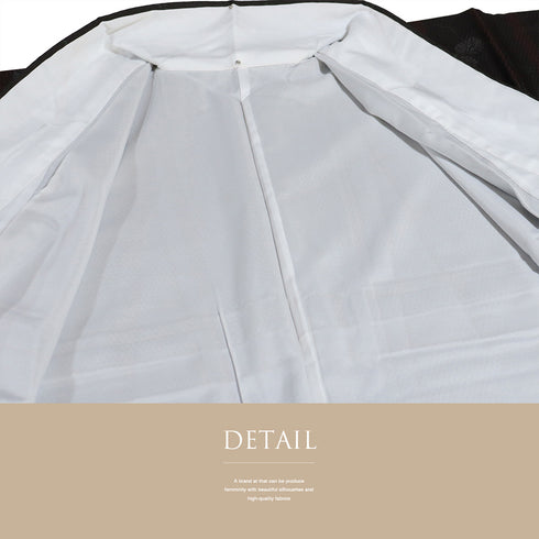 小紋 リサイクル 身丈162.5cm 裄66.6cm 袷 格子に蔦柄 地紋 ブラック Lサイズ お洒落 カジュアル ポリエステル 洗える着物 広衿 新品・未使用品