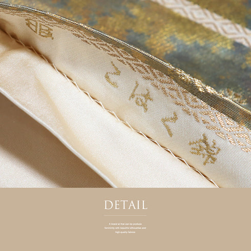 袋帯 リサイクル 帯丈424cm 六通 こはく錦 手工芸 ゴールド Sサイズ 正絹 Sランク フォーマル セミフォーマル