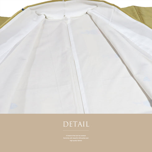 紬 リサイクル 身丈164cm 裄64.8cm 袷 干し柿柄 ベージュ Lサイズ お洒落 カジュアル ポリエステル 洗える着物 広衿 Sランク