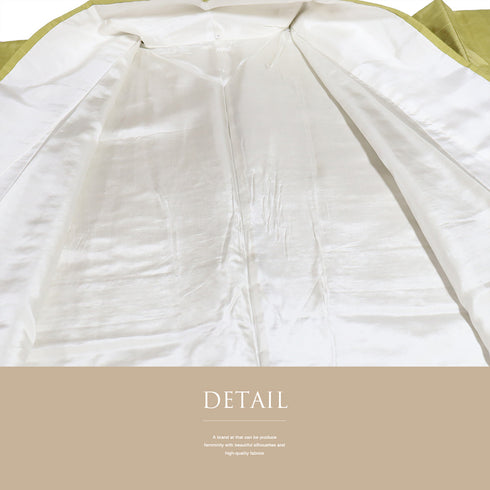 紬 リサイクル 身丈165cm 裄65.8cm 袷 縦ぼかし柄 信州紬 グリーン Lサイズ お洒落 カジュアル 証紙 正絹 広衿 Sランク