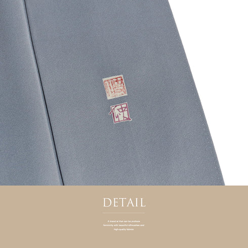 色留袖 リサイクル 身丈152.5cm 裄62cm 袷 童柄 松林柄 地引網風景 比翼付き グレー Sサイズ セミフォーマル 落款 三つ紋 正絹 広衿 Aランク