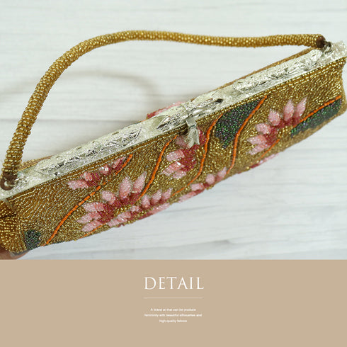 バッグ リサイクル ゴールド ビーズ Aランク 花柄