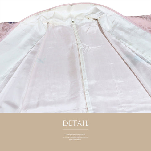 付下げ リサイクル 身丈164.3cm 裄66cm 袷 花柄 光 ピンク Lサイズ お洒落 正絹 広衿 Aランク