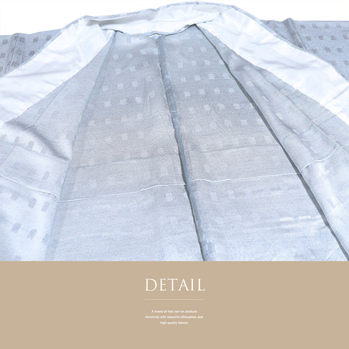 小紋 リサイクル 身丈166cm 裄66cm 単衣 阿波藍 地紋 ブルー LLサイズ お洒落 カジュアル 正絹 広衿 Sランク