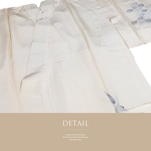 長襦袢 リサイクル 長襦袢 身丈125cm 裄63.7cm 袷 鶴柄 半衿刺繍あり アイボリー Sサイズ しつけ糸 正絹 袖無双 Sランク