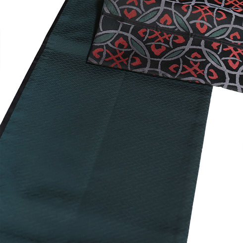 京袋帯 リサイクル 帯丈360cm 六通 幾何学柄 ブラック Mサイズ ポリエステル Sランク お洒落 カジュアル