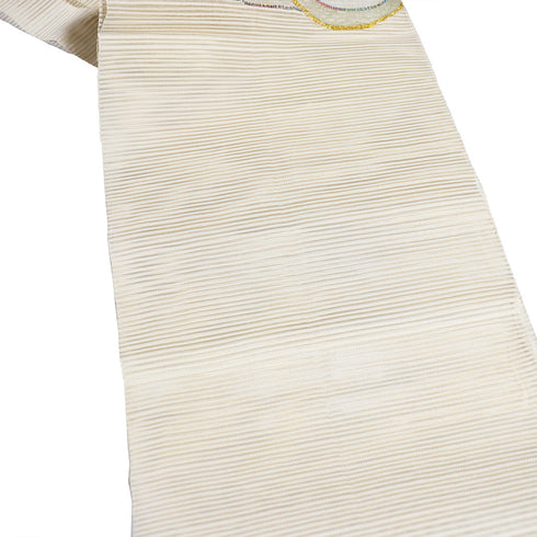 名古屋帯 リサイクル 帯丈366cm ポイント柄 夏物 ベージュ Mサイズ 混合 Sランク お洒落