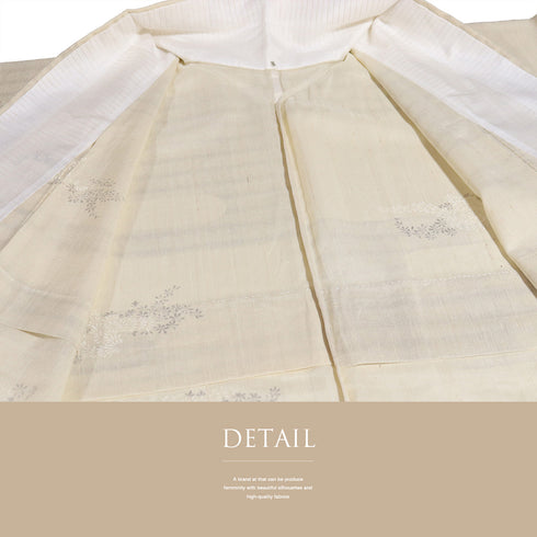 小紋 リサイクル 夏着物 身丈173.3cm 裄70.4cm 夏物 小花 エ霞 薄物 ベージュ LLサイズ カジュアル 不明 広衿 Aランク