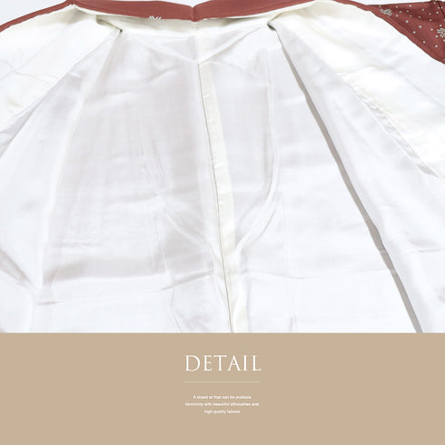 小紋 リサイクル 身丈157.5cm 裄62.8cm 袷 あられ柄 お洒落八掛 レッド Mサイズ お洒落 しつけ糸 正絹 広衿 Sランク