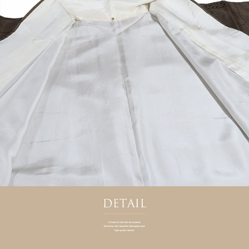 紬 リサイクル 身丈160.2cm 裄62.4cm 袷 医科学柄 ブラウン Mサイズ お洒落 カジュアル 正絹 広衿 Aランク