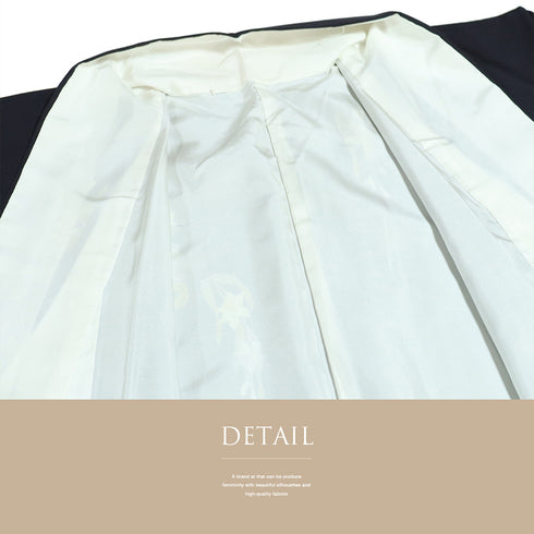 小紋 リサイクル 身丈155.8cm 裄64cm 袷 花柄 ネイビー Mサイズ お洒落 しつけ糸 正絹 広衿 Sランク