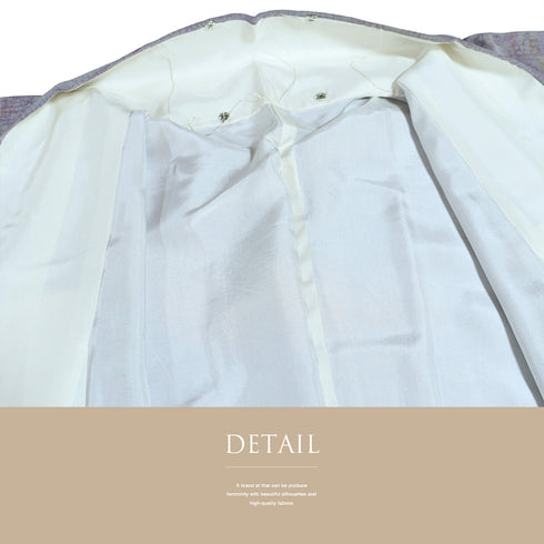 小紋 リサイクル 身丈163.5cm 裄64.4cm 袷 ローケツ染め パープル Lサイズ お洒落 正絹 広衿 Sランク