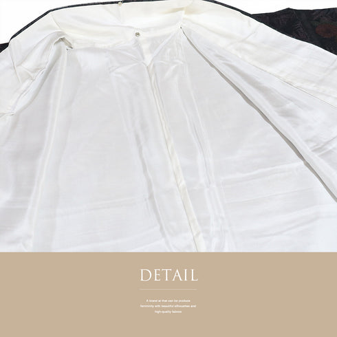 紬 リサイクル 身丈159.4cm 裄64.4cm 袷 染め紬 竹や椿柄 ネイビー Mサイズ お洒落 カジュアル しつけ糸 正絹 広衿 Sランク