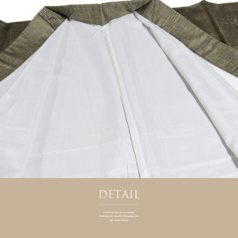 紬 リサイクル 身丈160.3cm 裄63.6cm 袷 幾何学柄 グリーン Mサイズ カジュアル 正絹 バチ衿 Sランク