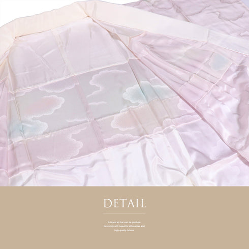 長襦袢 リサイクル 長襦袢 身丈123.5cm 裄64.8cm 袷 雲取りの地紋柄 後身頃居敷当て付き ピンク Mサイズ 正絹 袖無双 Sランク