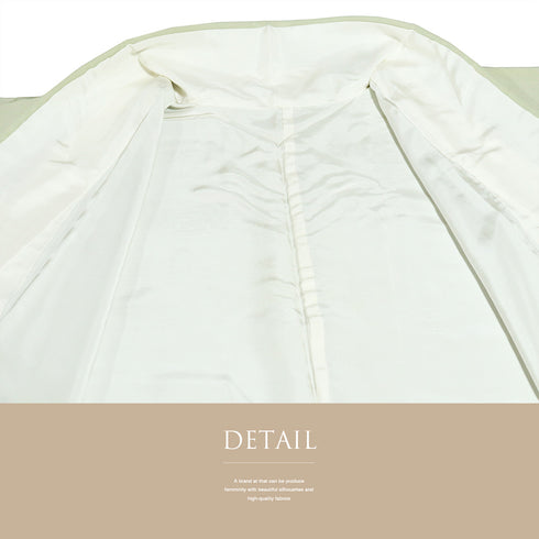 色無地 リサイクル 身丈155.3cm 裄66cm 袷 グリーン Sサイズ お洒落 正絹 広衿 地紋なし Bランク