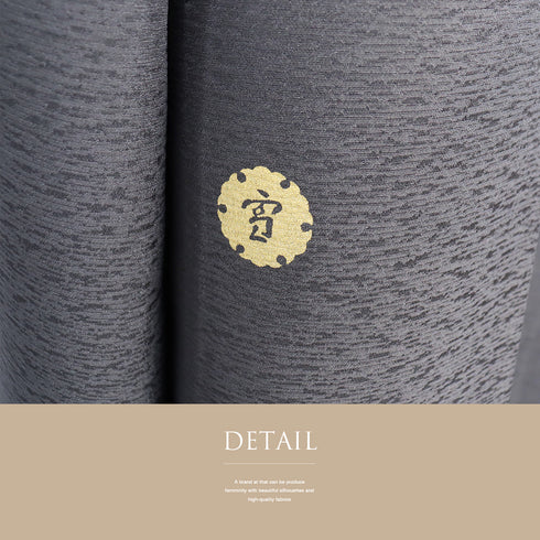 小紋 リサイクル 身丈152.5cm 裄62cm 単衣 鹿子柄に花びら散らし 箔 渡辺雪三郎 グレー Sサイズ お洒落 正絹 広衿 Sランク