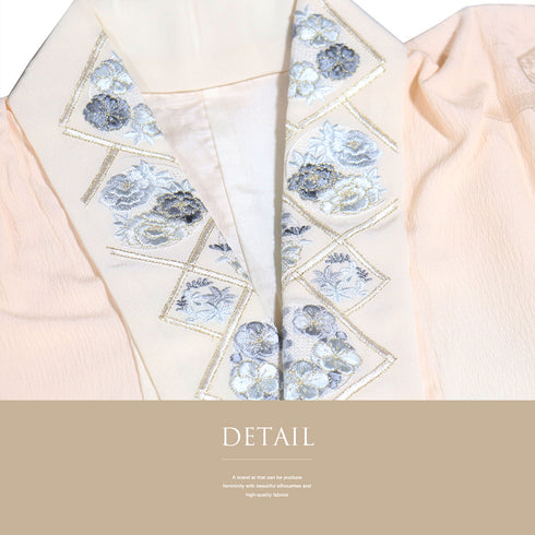 長襦袢 リサイクル 長襦袢 身丈137cm 裄65.2cm 袷 山柄 地紋 刺繍衿付き ピンク Mサイズ 正絹 Sランク