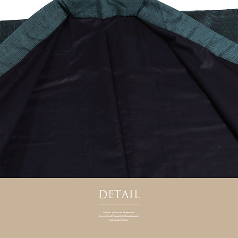 アンサンブル 男物 リサイクル 身丈137.1cm 裄68cm 羽織丈89cm 袷 紬 パールトーン加工 グリーン SSサイズ お洒落 カジュアル しつけ糸 正絹 棒衿 Sランク