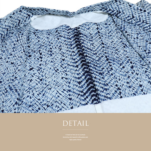 浴衣 リサイクル 夏着物 身丈159.8cm 裄66.2cm 夏物 絞り 杢目絞り ネイビー Mサイズ カジュアル 木綿 洗える着物 バチ衿 Cランク