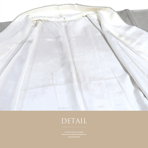 紬 リサイクル 身丈159cm 裄66.4cm 袷 花柄 グレー Mサイズ お洒落 落款 正絹 広衿 Sランク