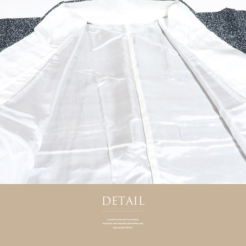 小紋 リサイクル 身丈157.3cm 裄65.2cm 袷 たたき柄 地紋 ブラック Mサイズ お洒落 正絹 広衿 Sランク