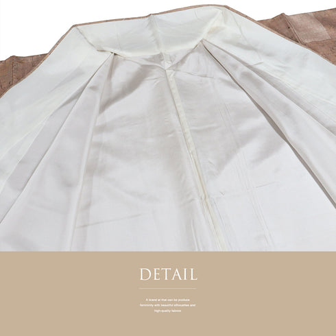 訪問着 リサイクル 身丈160cm 裄65.8cm 袷 紬 伝統工芸品 上代絵抜御召 さくらつむぎ ゆったりサイズ 地紋 ベージュ Mサイズ お洒落 証紙 正絹 広衿 Sランク