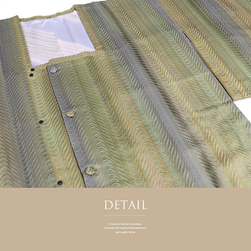 道行コート リサイクル 身丈76.8cm 裄69.6cm 袷 縦ぼかし柄 地紋 グリーン LLサイズ お洒落 正絹 Sランク