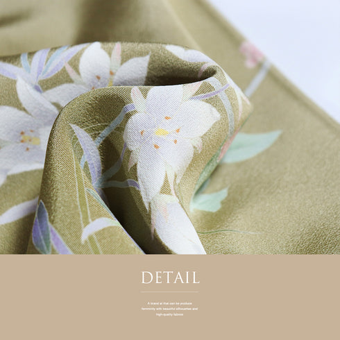 訪問着 リサイクル 身丈150cm 裄62.4cm 袷 草花柄 山﨑巌 グリーン SSサイズ セミフォーマル 落款 一つ紋 正絹 広衿 Sランク