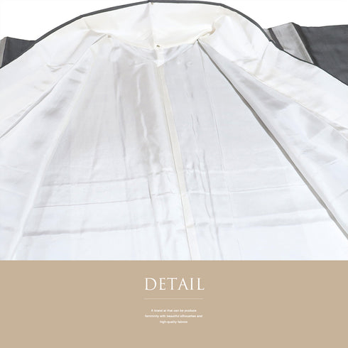 紬 リサイクル 身丈157.3cm 裄64cm 袷 伝統的工芸品 凛 染め分け柄 グレー Mサイズ お洒落 カジュアル 正絹 広衿 Aランク