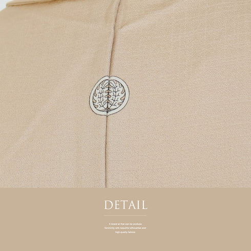 色留袖 リサイクル 身丈164cm 裄66.4cm 袷 鴛鴦に菊や松柄 比翼無し ベージュ Lサイズ 一つ紋 正絹 広衿 Sランク