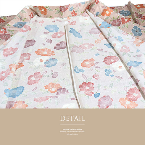 小紋 リサイクル 身丈158.5cm 裄63.7cm 単衣 椿柄 ピンク Mサイズ カジュアル 正絹 バチ衿 Sランク