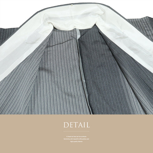 紬 リサイクル 身丈151.7cm 裄63.8cm 単衣 塩沢 後身頃居敷当て付き グレー Sサイズ お洒落 カジュアル 証紙 正絹 広衿 Aランク