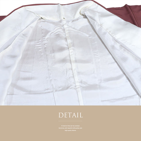 色無地 リサイクル 身丈158.3cm 裄65.8cm 袷 パープル Mサイズ セミフォーマル 落款 一つ紋 しつけ糸 正絹 広衿 地紋なし Sランク