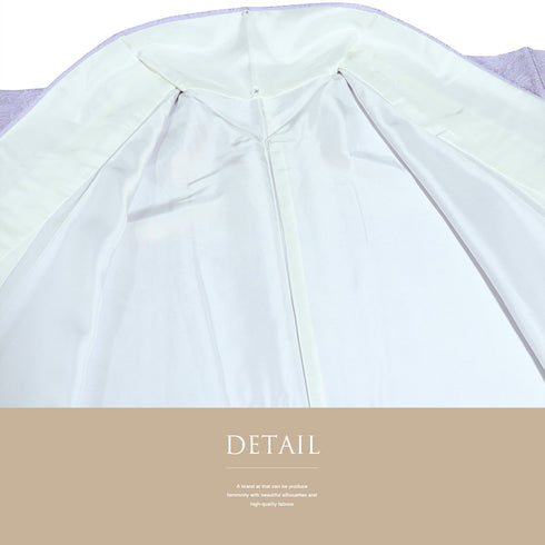 色無地 リサイクル 身丈156cm 裄66cm 袷 草花柄 パープル Mサイズ セミフォーマル お洒落 一つ紋 しつけ糸 不明 広衿 地紋あり Sランク