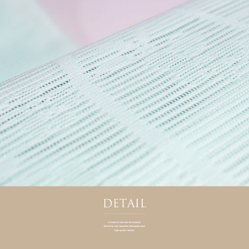 名古屋帯 リサイクル 帯丈381cm 全通 夏用 ブルー Lサイズ 正絹 Sランク カジュアル