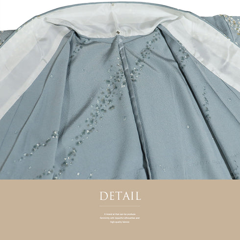 小紋 リサイクル 身丈156.2cm 裄66cm 単衣 ブルー Mサイズ 正絹 広衿 Sランク